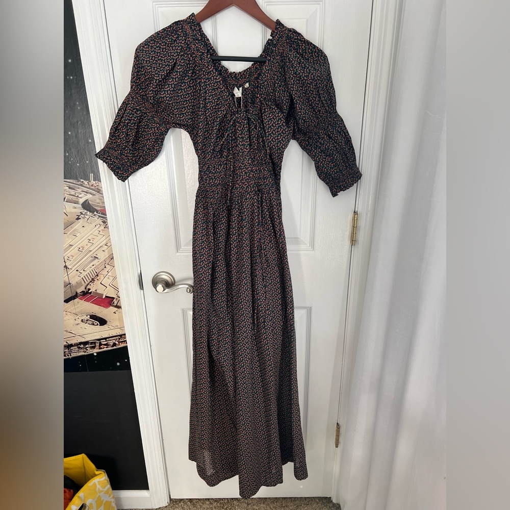 NWT Doen Ischia Dress Small Navy Bisou Floral